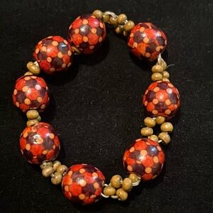 Beaded Brown, Orange, & Tan Stretchy Bracelet